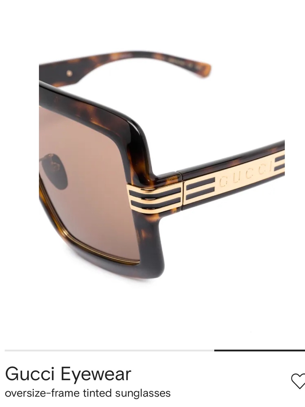 Gucci Oversize Tortoiseshell Frame Sunglasses with Gold Accents - Brown Lenses - Picture 4 of 7